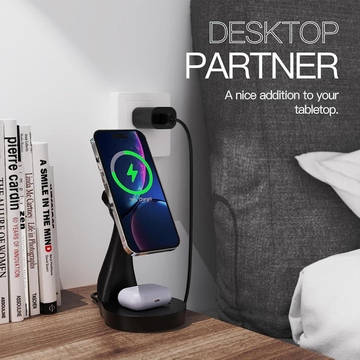 ALACOO 2-in-1 Induktive Ladestation für iPhone 17/16/15/14/13/12, Air Pods Pro/2/3/4 - Magnetische S