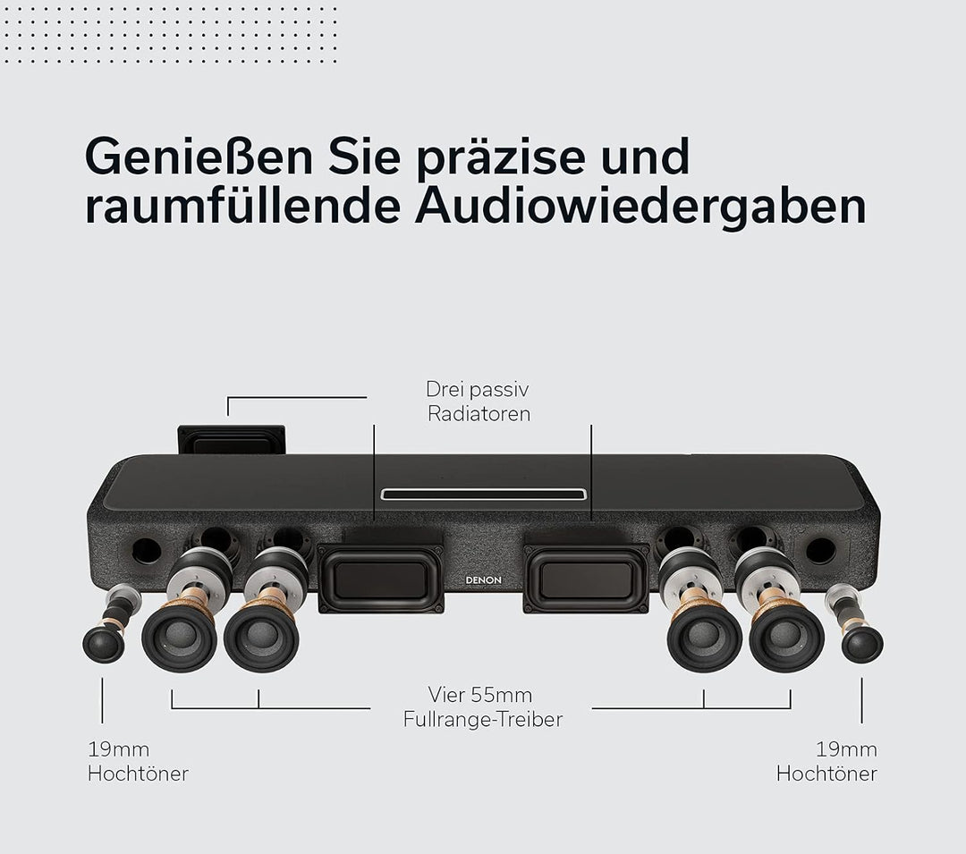 Denon Home Sound Bar 550 kompakte Heimkino Soundbar mit Dolby Atmos, DTS:X, Alexa Built-in, WLAN, Bl