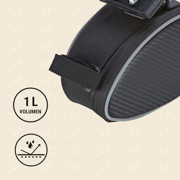 Prophete Fahrradtasche, Sattelpacktasche, 1,0 Liter Volumen, Montage unter dem Sattel, wasserabweise