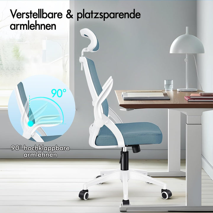ALFORDSON Bürostuhl, Sessel mit Kopfstütze, Computer-Schreibtischstuhl mit Lordosenstütze, Drehstuhl