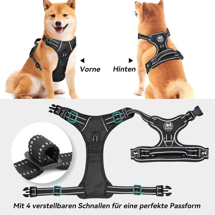 PoyPet Keine Pull Hundegeschirr Front Reflektierende Pet Weste für Hunde mit Einfache Kontrolle Grif