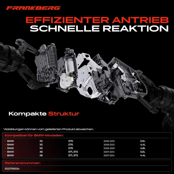 Frankberg Türschloss Stellmotor Hinten Rechts 2-Polig + 5-Polig Kompatibel mit X5 E70 SUV 2006-2013