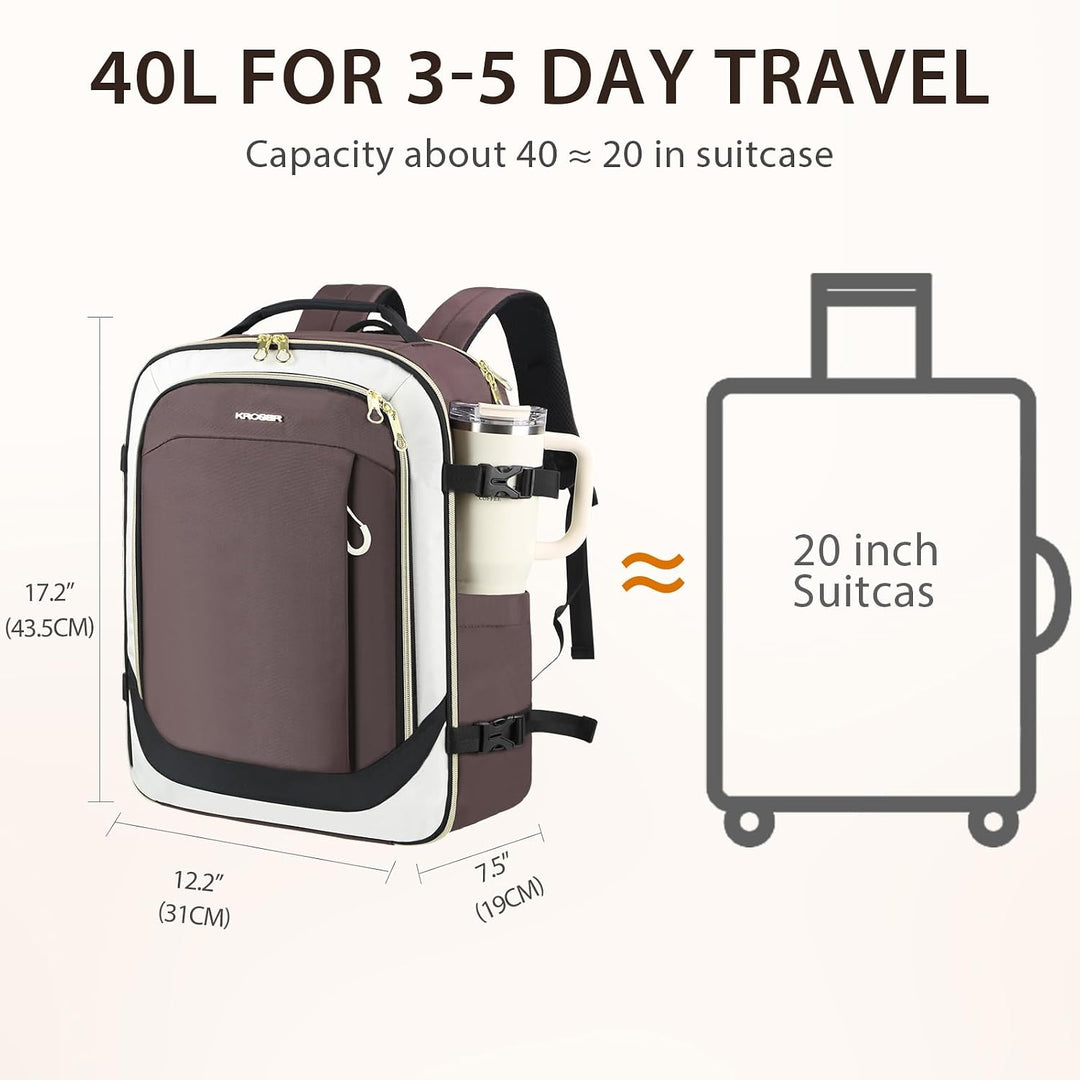 KROSER Laptop Rucksack 17,3 Zoll Handgepäck Daypack wasserabweisende Multifunktions-Laptoptasche für