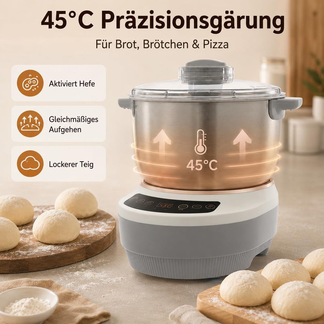 Teigknetmaschine, 7L Vollautomatische Teigmaschine, Teigmehl Mixer 45 ℃ Konstante Temperatur Ferment