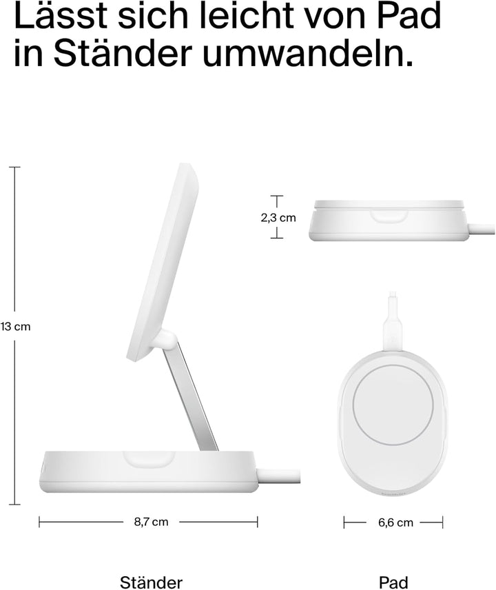 Belkin BoostCharge Pro induktive Ladestation 15W, Qi2-Ladegerät, kabelloses Ladegerät, kompatibel mi
