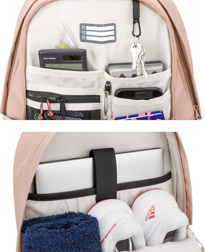 Audetic Schulrucksack Mädchen Teenager Rosa - AERO - Ergonomischer Rucksack mit vielen Fächern für S