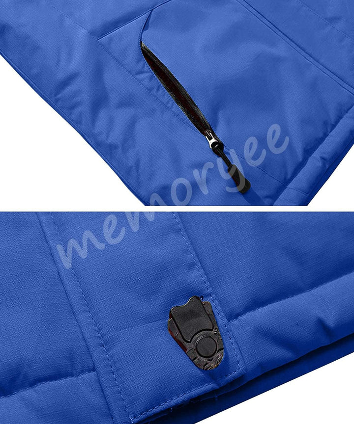 Memoryee Herren Ski Jacke Warmer Gefüttert Winter Fleece Mantel Wasserdichter mit Abnehmbarer Kapuze