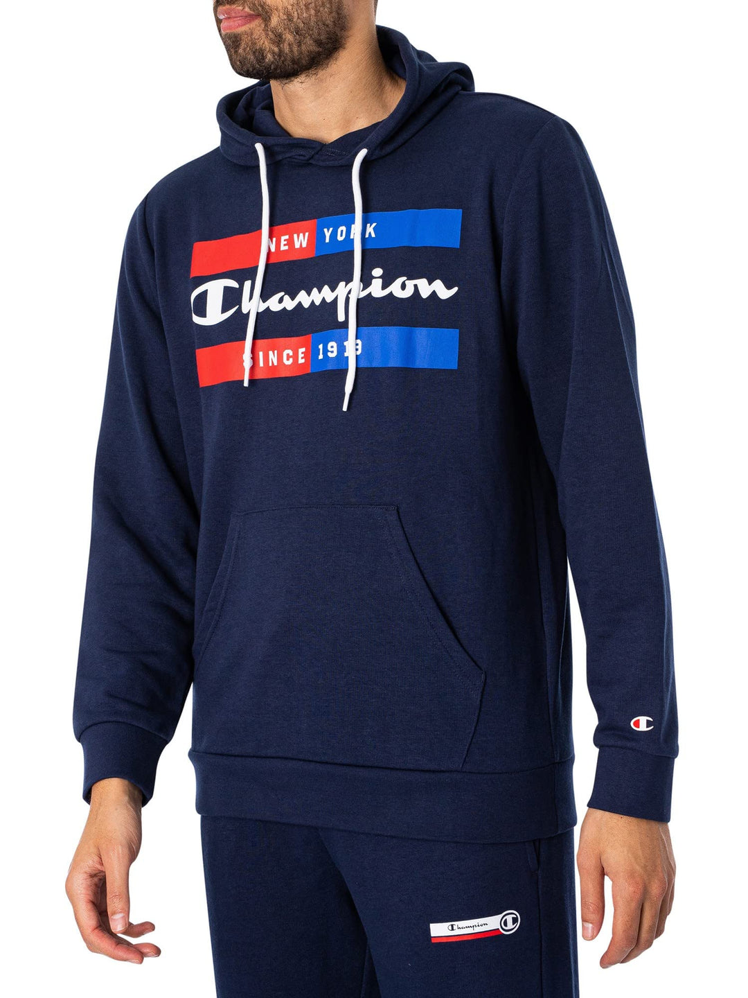 Champion Herren Legacy Graphic Shop Authentic Powerblend Terry Box Logo Kapuzenpullover L Marineblau