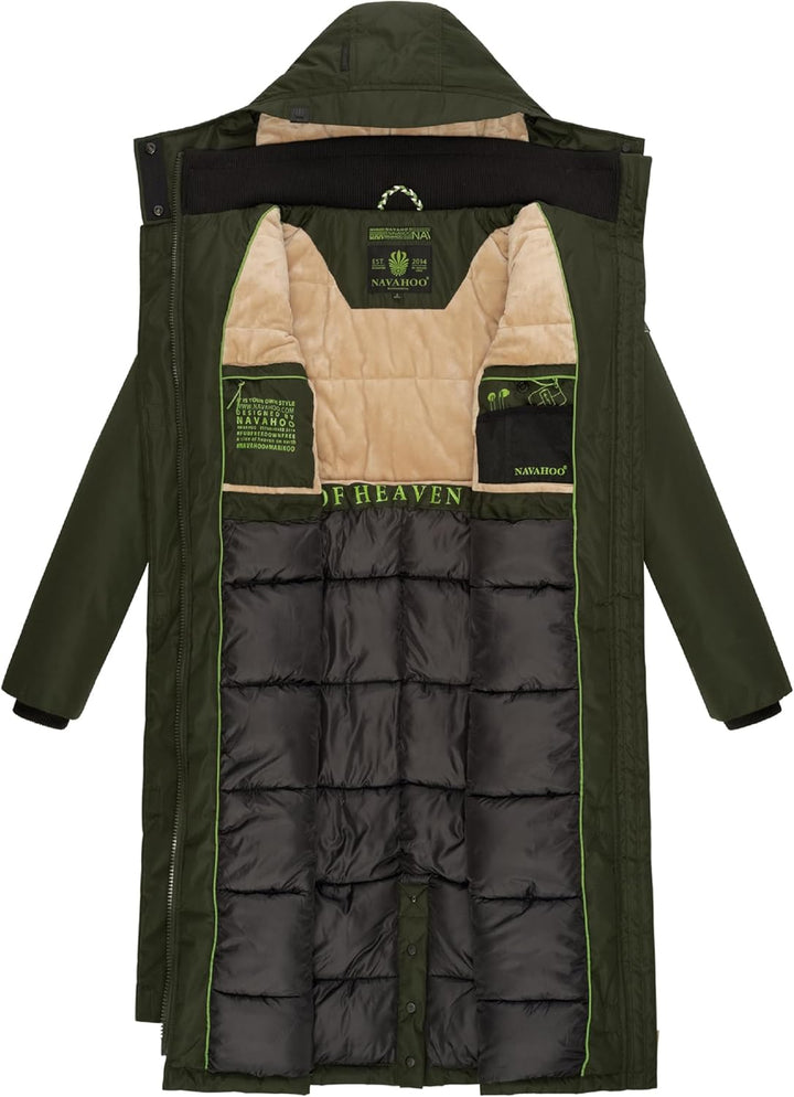 Navahoo Damen Wintermantel warmer Parka lang mit hohem Kragen und weicher Kapuze Hokulanii XS-XXL L