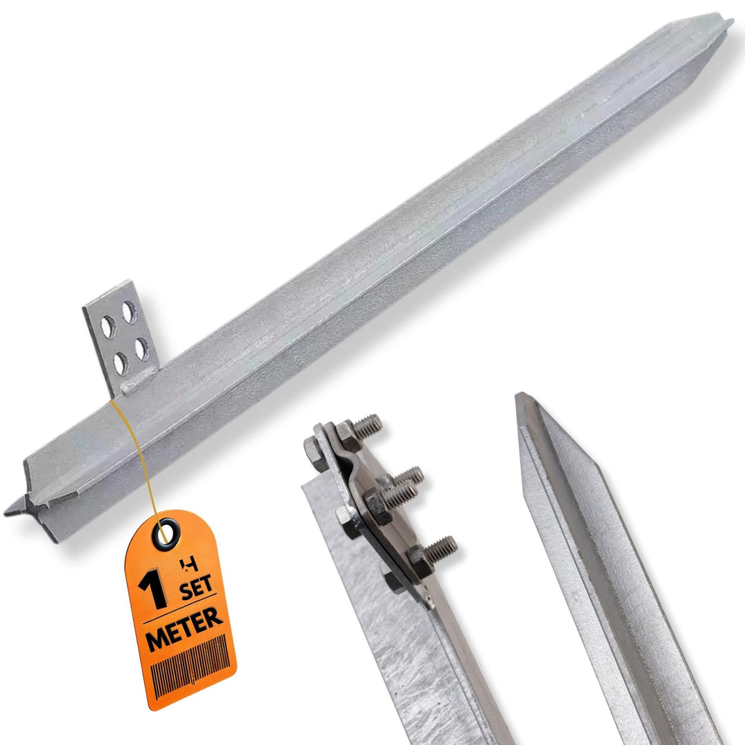 HausHeld® Kreuzerder verzinkt 1m mit Anschluss für Runddraht Ø 8–10mm & Erdungsband 30mm – Kreuzprof