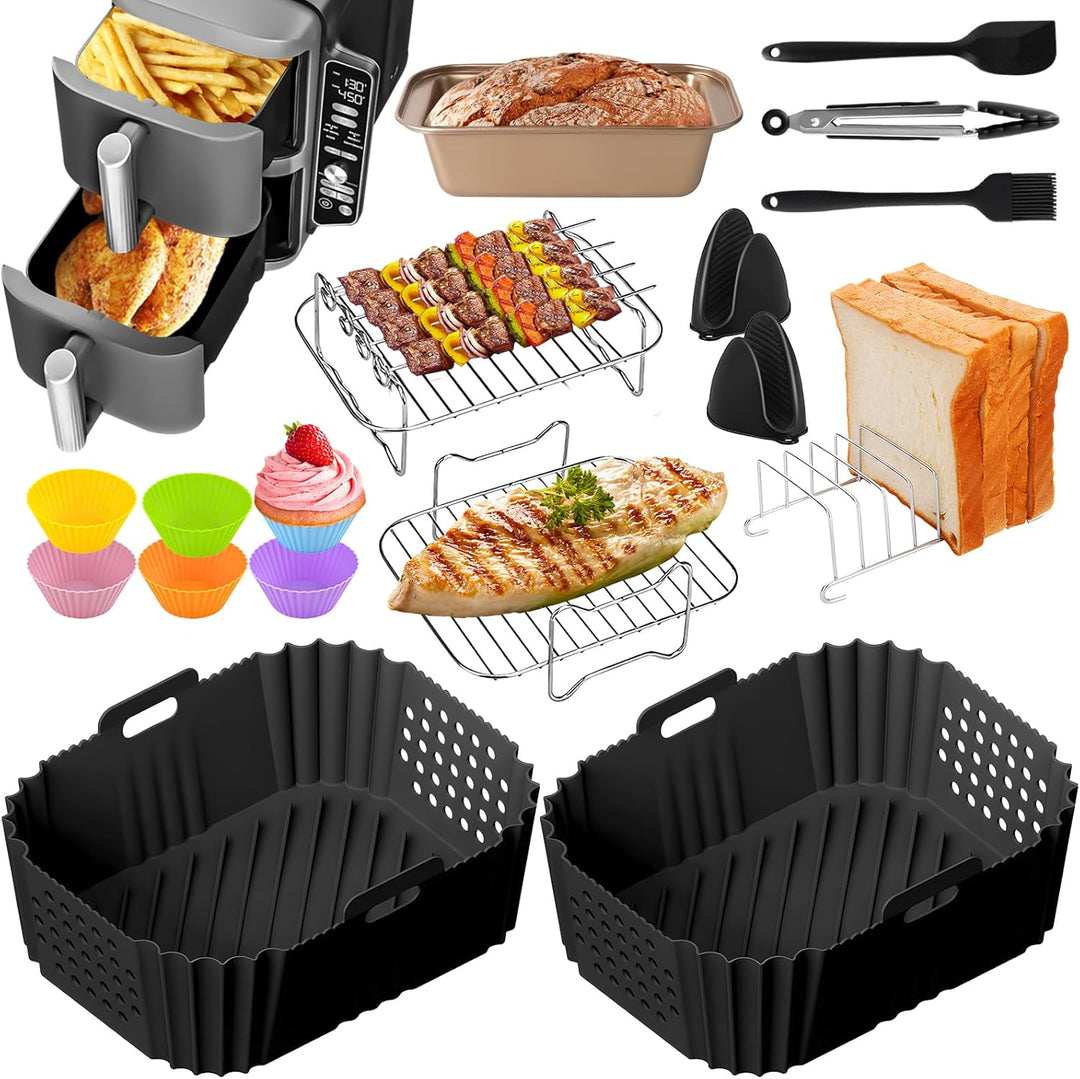 21 PCS Ninja Heissluftfritteuse Zubehör, Airfryer Zubehör für Ninja Double Stack XL 9.5 l Heissluftf