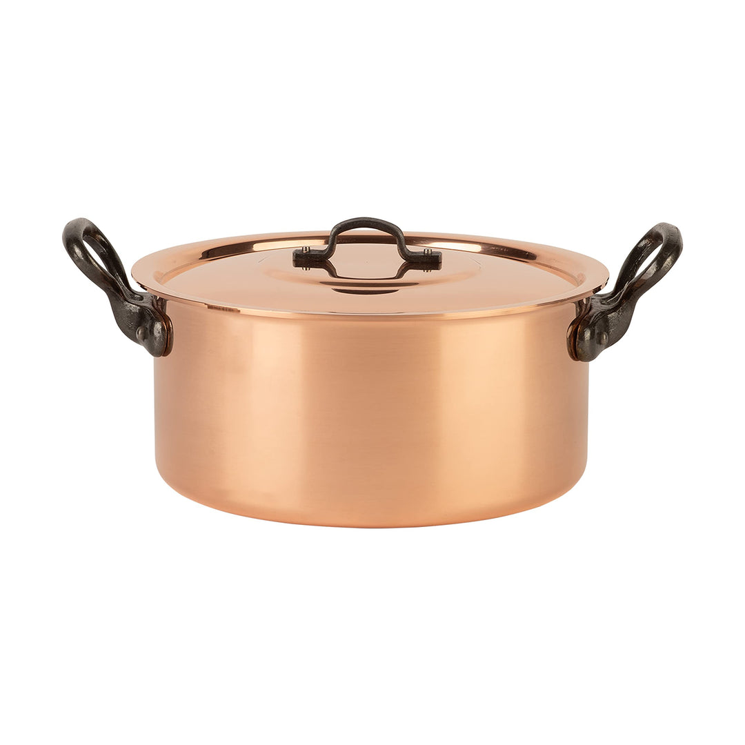 Cuisine Romefort | Kupfertopf verzinnt mit Gusseisengriff und Deckel Ø 22 cm | traditioneller Schmor