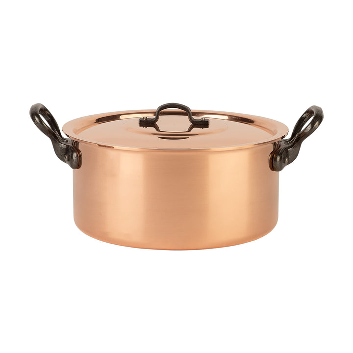 Cuisine Romefort | Kupfertopf verzinnt mit Gusseisengriff und Deckel Ø 22 cm | traditioneller Schmor