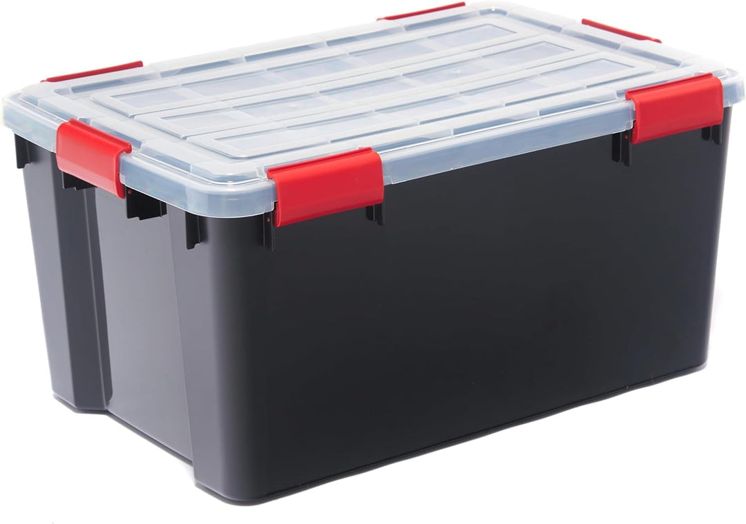 Iris Ohyama, Wasserdichte Aufbewahrungsboxen aus Kunststoff mit 50-Liter-Deckel, 4er-Set, BPA-frei,
