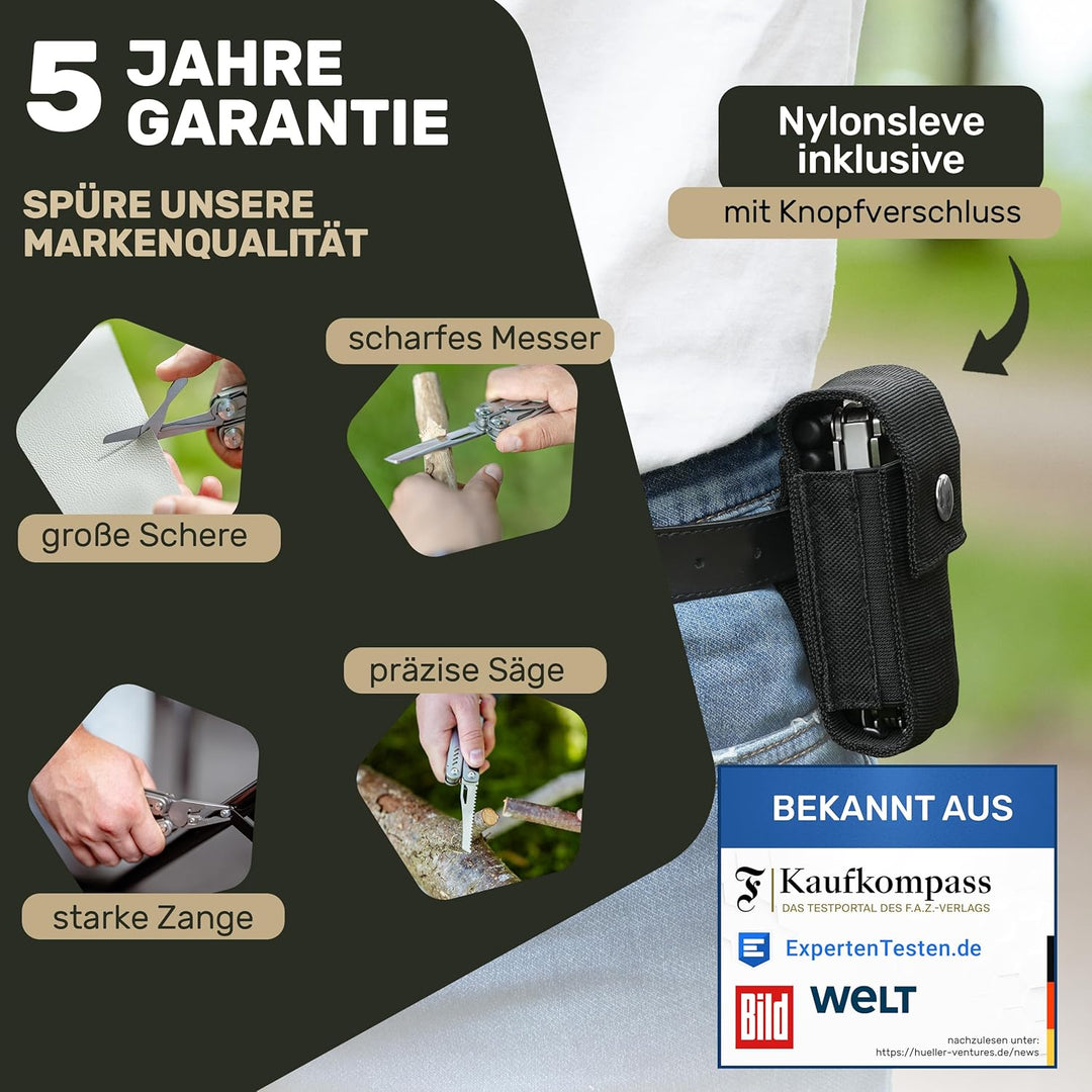Premium Multitool Werkzeug [rostfreier Edelstahl] Survival Multifunktionsmesser perfektes Camping Zu