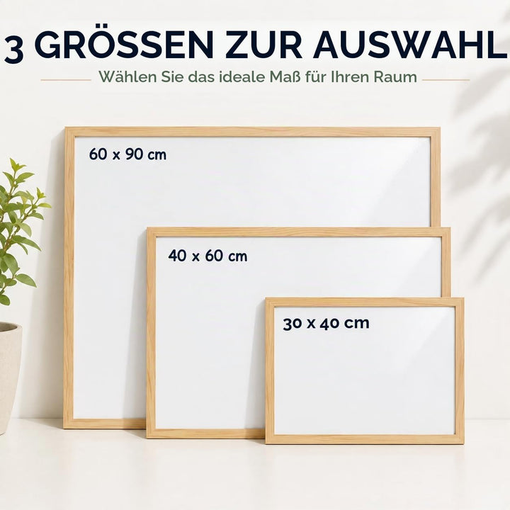 60x90cm Whiteboard mit Holzrahmen, Kreidetafel Löschbar, Weiss Tafel Schwarzer Marker 60x90cm Weiss,