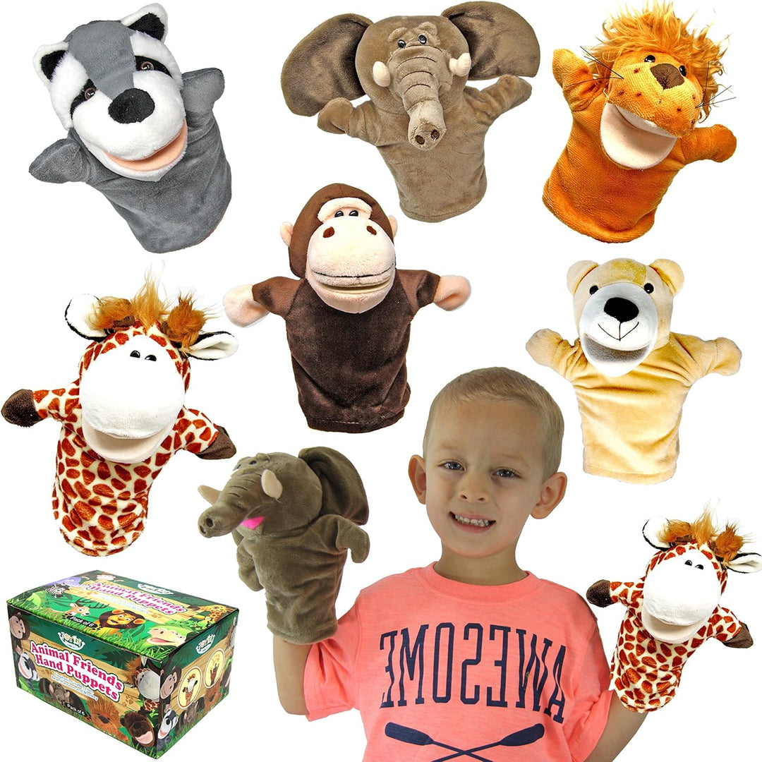 JOYIN 6 Stück Tier Handpuppen Spielzeug Set für Kinder,Freunde Im Tiergarten, Deluxe plüschtiere Kin
