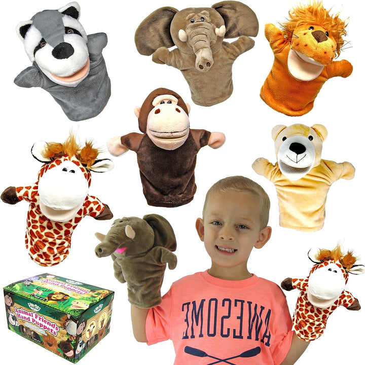 JOYIN 6 Stück Tier Handpuppen Spielzeug Set für Kinder,Freunde Im Tiergarten, Deluxe plüschtiere Kin