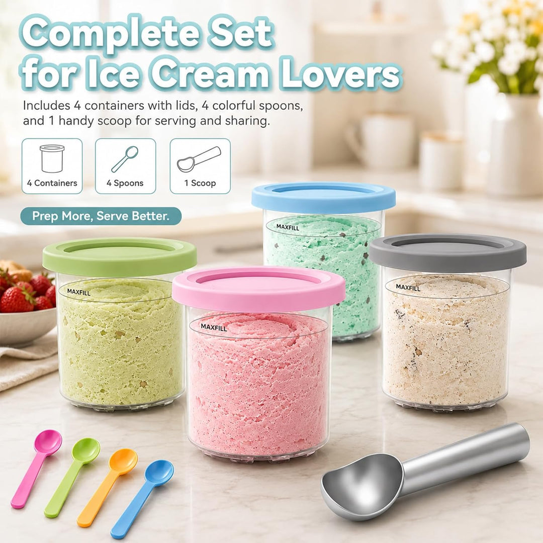 Eisbehälter 4er Set 473ml kompatibel mit Ninja NC301 NC300 NC299AMZ Serie | Ersatzbecher für Eismasc
