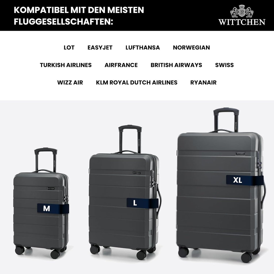 WITTCHEN COMODO Line Koffer Handgepäck Gepäck-Set aus ABS Teleskopgriff TSA Schloss 4 Doppelräder Du