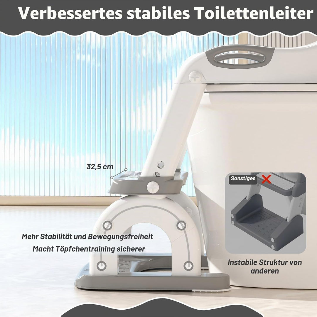 Toilettenleiter für Kinder, höhenverstellbare Toilettenleiter klappbar auch als Tritthocker verwendb