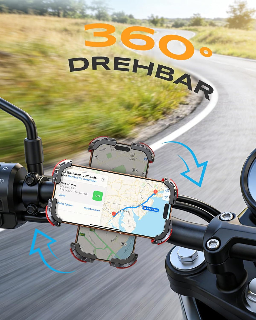 Babacom Handyhalterung Fahrrad Lenker, [1s-Sperre] [Sicherer Schutz] Handyhalterung Motorrad, Anti S