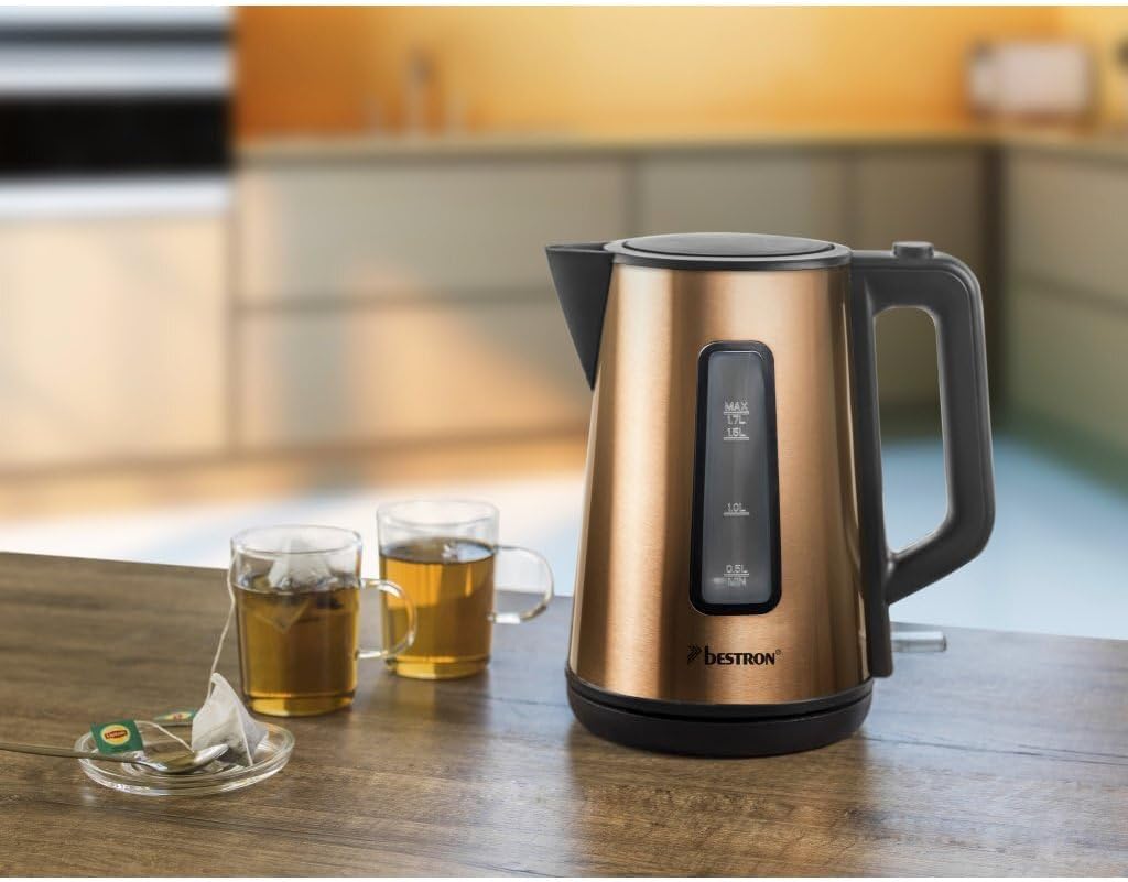 Bestron Wasserkocher mit 360° Basis, inkl. Kochstopp-Automatik & Trockenlaufschutz, 1.7 Liter Fassun