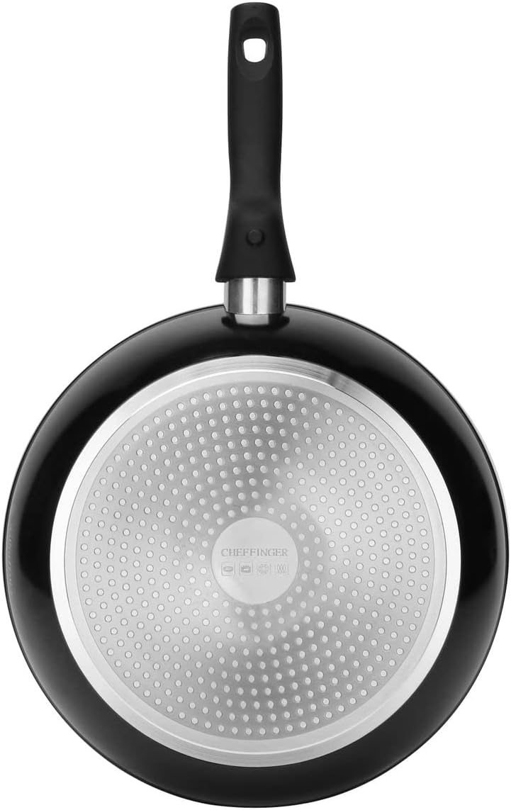 Cheffinger Wok Pfanne Induktion Deckel Abnehmbarer Griff Ø30cm Marmor