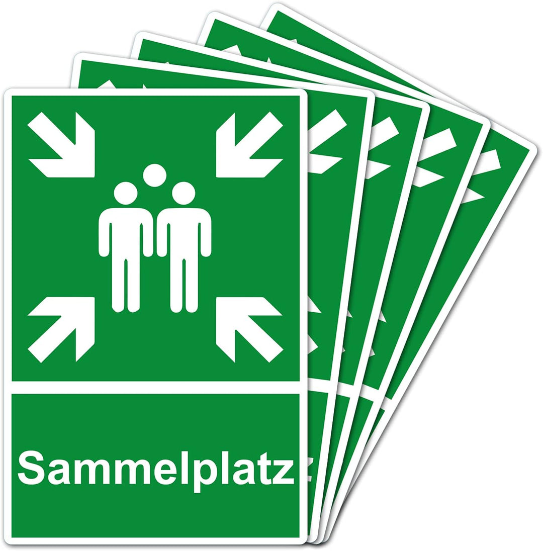5 Stück XXL Sammelplatz Schild 30 x 40 cm aus stabiler PVC Hartschaumplatte 5 mm Sammelstelle Sammel