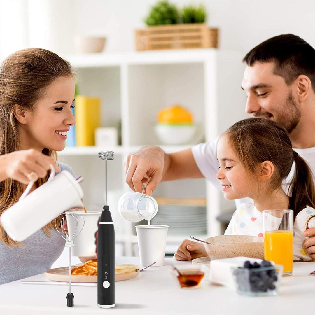 FITNATE USB Milk Coffee frother, elektrischer Milchaufschäumer Stab mit 3 Stufen, 2 Edelstahl Schnee