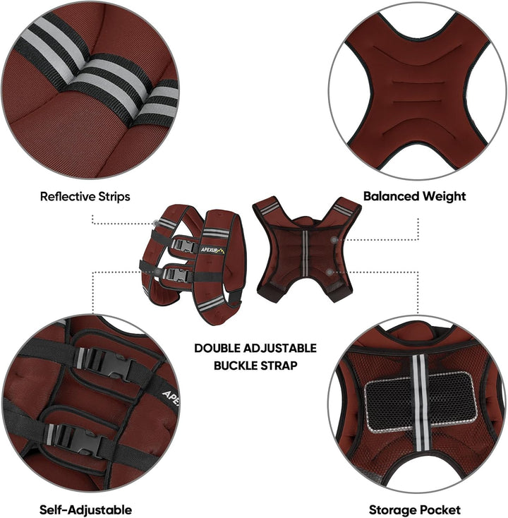 APEXUP Gewichtsweste für Herren, 2,3 kg/4,5 kg/6,8 kg/9,1 kg/11,3 kg/13,6 kg Gewichte mit reflektier
