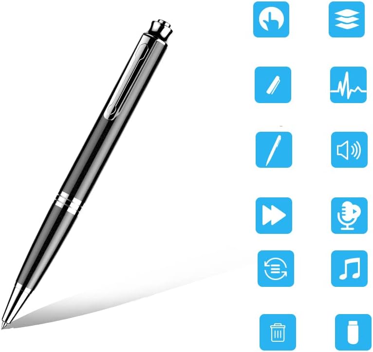 Pen Voice Recorder Q60 | 8GB USB-Aufnahmegerät | Diktiergerät mit Sprachaktivierung, 192kbps HD-Audi