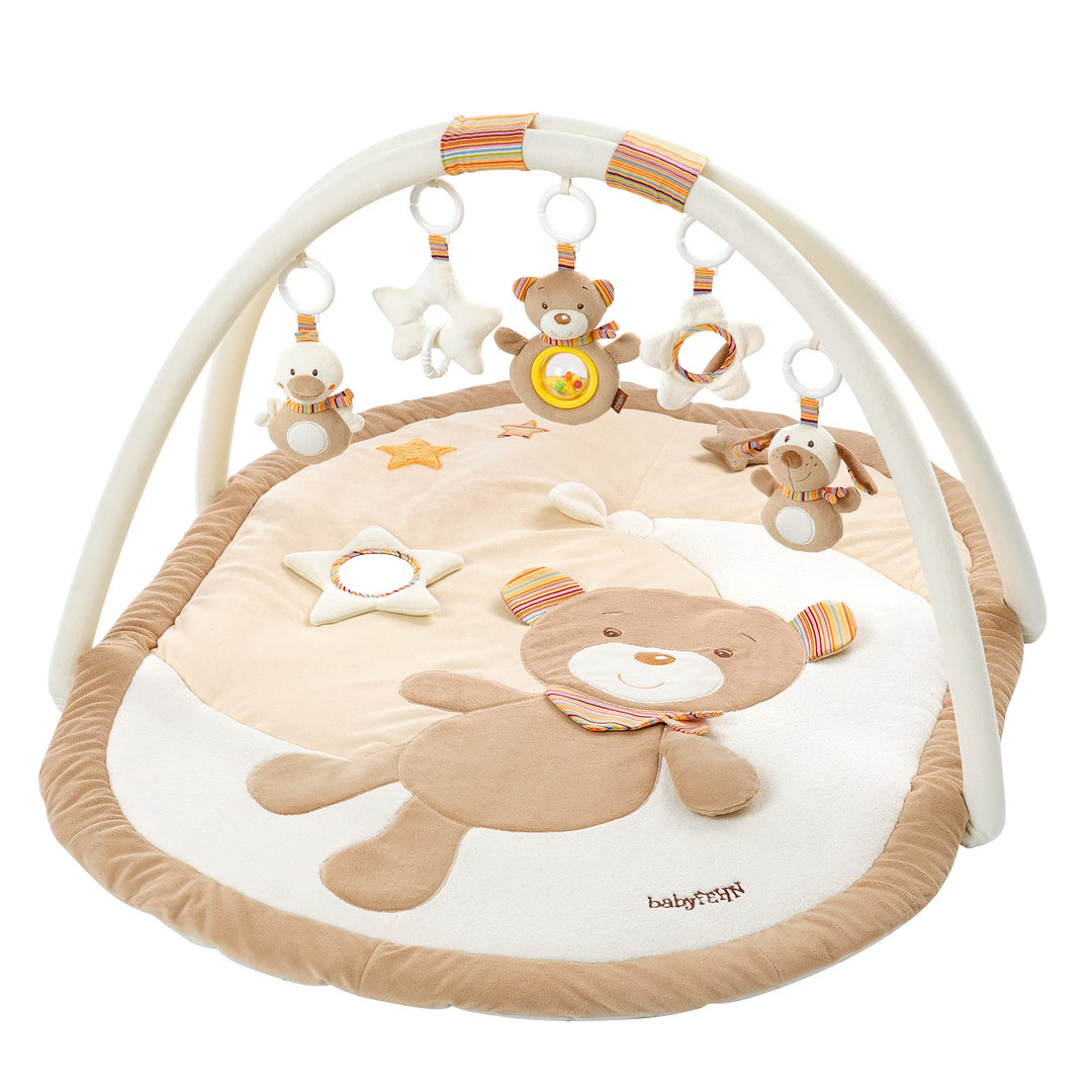 Fehn 160888 3-D-Activity-Decke Rainbow – Spielbogen mit 5 abnehmbaren Spielzeugen – Spiel & Spass vo