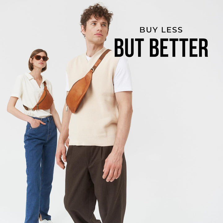 Berliner Bags Vintage Bauchtasche aus Leder Kai, Fanny Pack für Damen und Herren - Braun (Braun M),