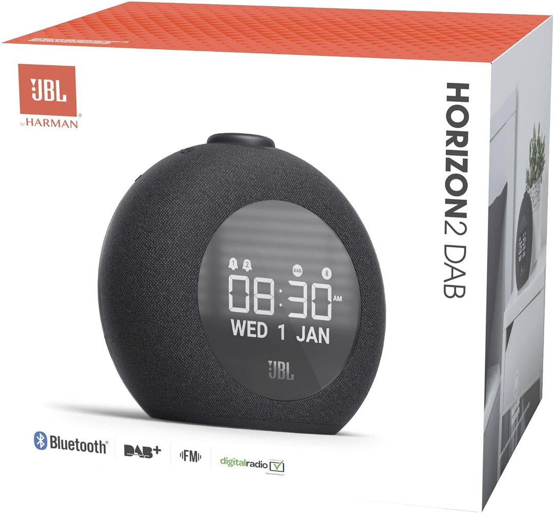 JBL Horizon 2 Radiowecker in Schwarz – Dual Wecksystem über Bluetooth, DAB+ & UKW Radio – LED Nachtl