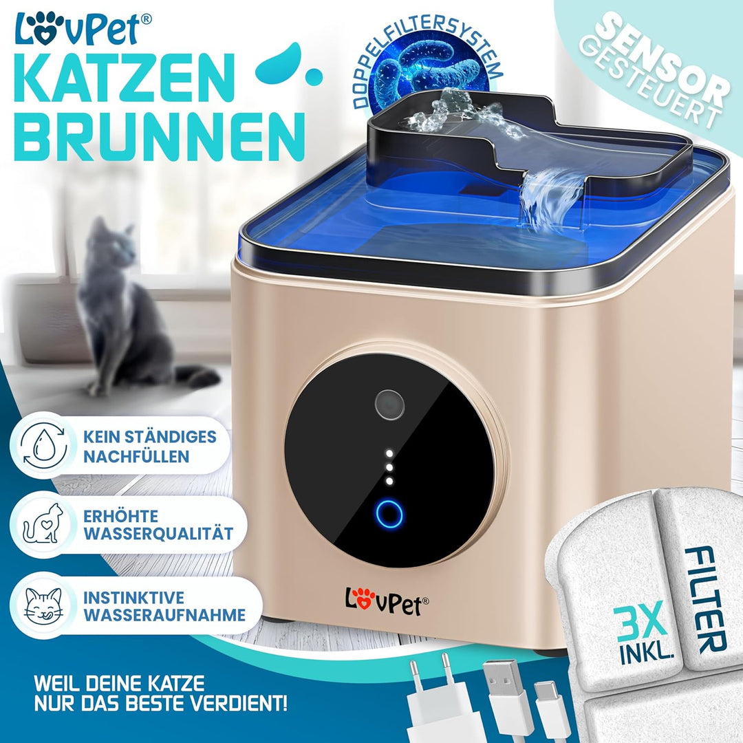 Katzenbrunnen Trinkbrunnen für Katzen 3,5L Wassertank & 3x Filter Automatischer Wasserspender Katzen