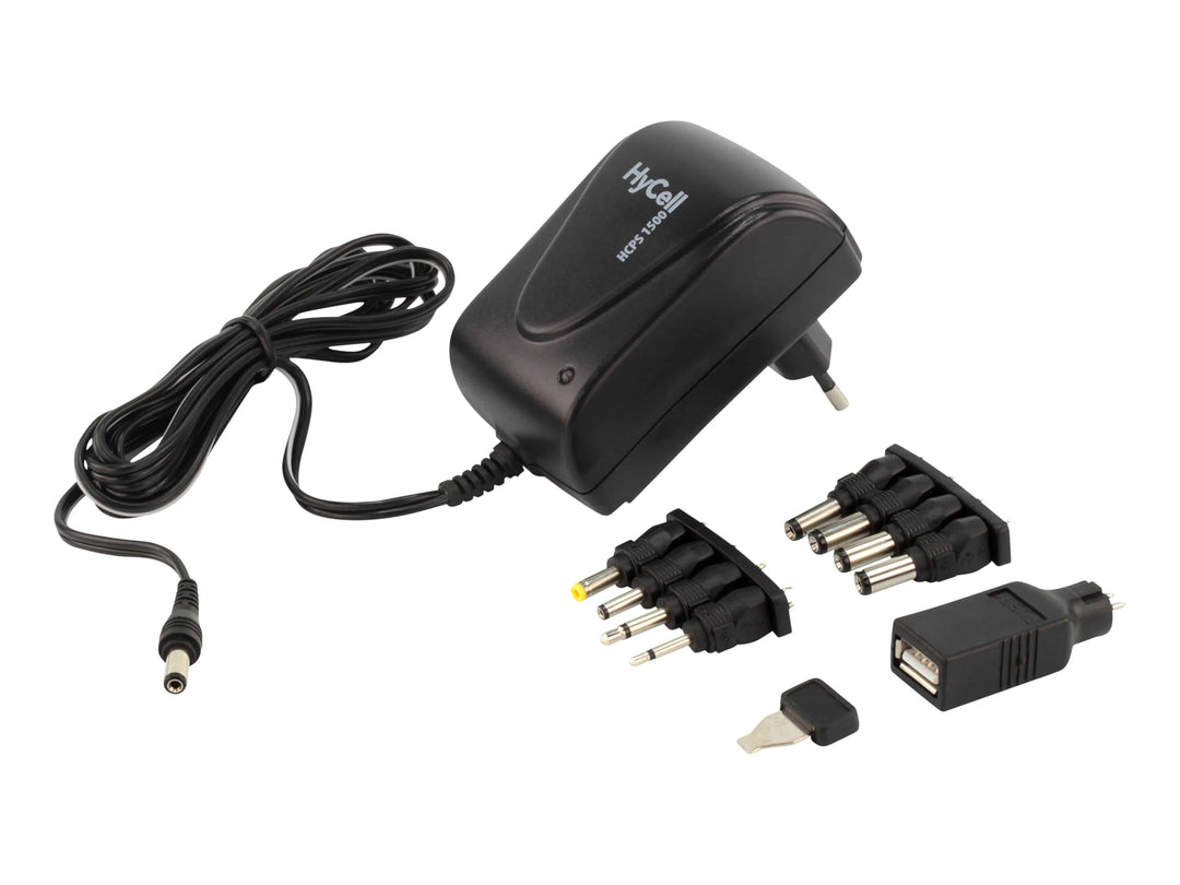 HYCELL – Netzteil, einstellbar 1201–0008, 3 V, 5 V, 6 V, 7,5 V, 9 V, 12 V, 1500 mA 18 W