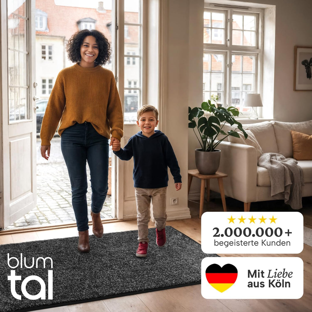 Blumtal Fussmatte 80x120 cm - Mikrofaser Schmutzfangmatte mit wasserdichter TPR-Rückseite - rutschfe