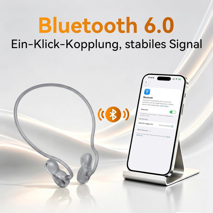 OHAYO Open Ear Kopfhörer Bluetooth, Kopfhörer Joggen, Bluetooth 6.0, Wasserdicht nach IPX7, 10h Lauf