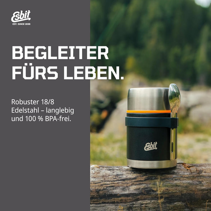 Esbit Thermobehälter Classic für Speisen - Warmhaltebehälter 750 ml in Schwarz - aus Edelstahl für w