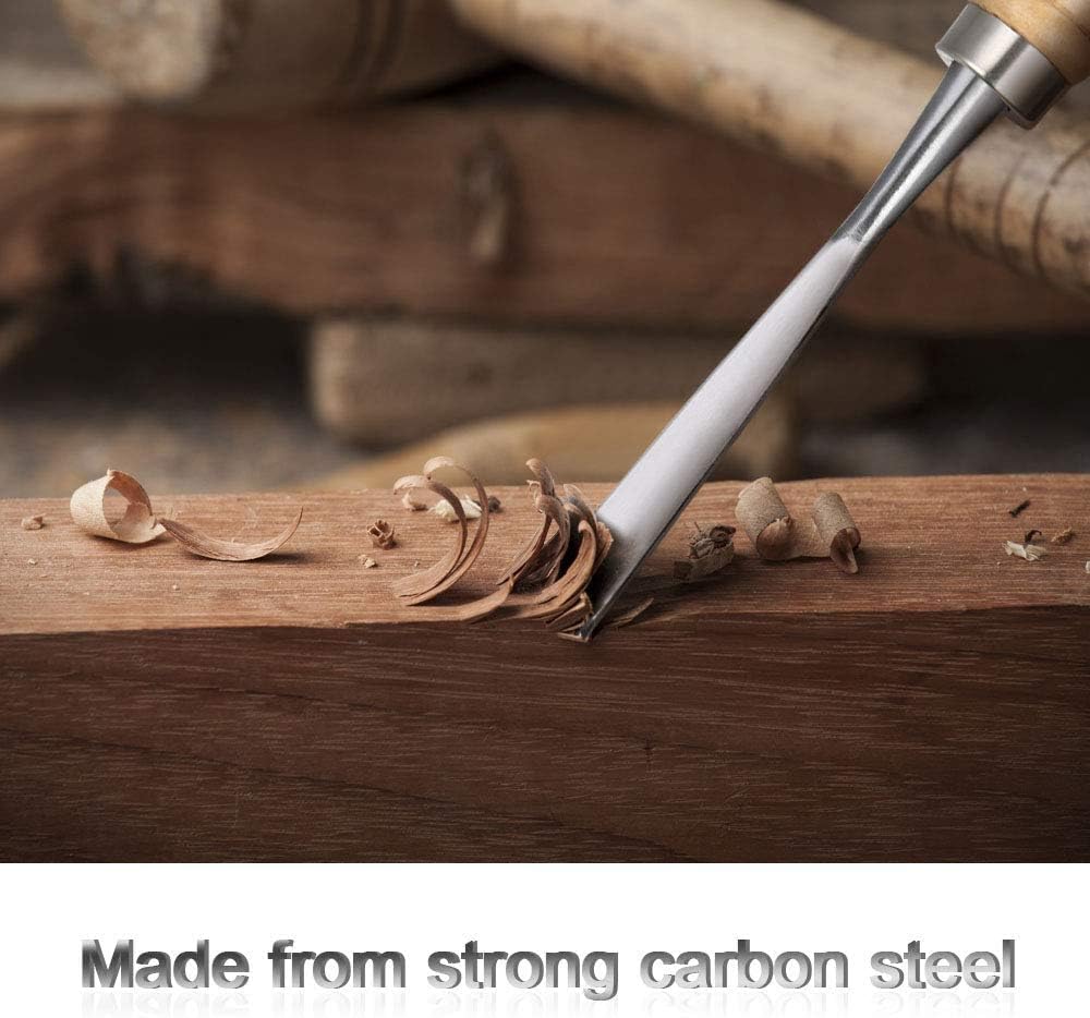 flintronic Stechbeitelsatz, 12-teilig Holzgriff & Werkzeyt, Holzmeisselset, Tranchiermesser Holzschn