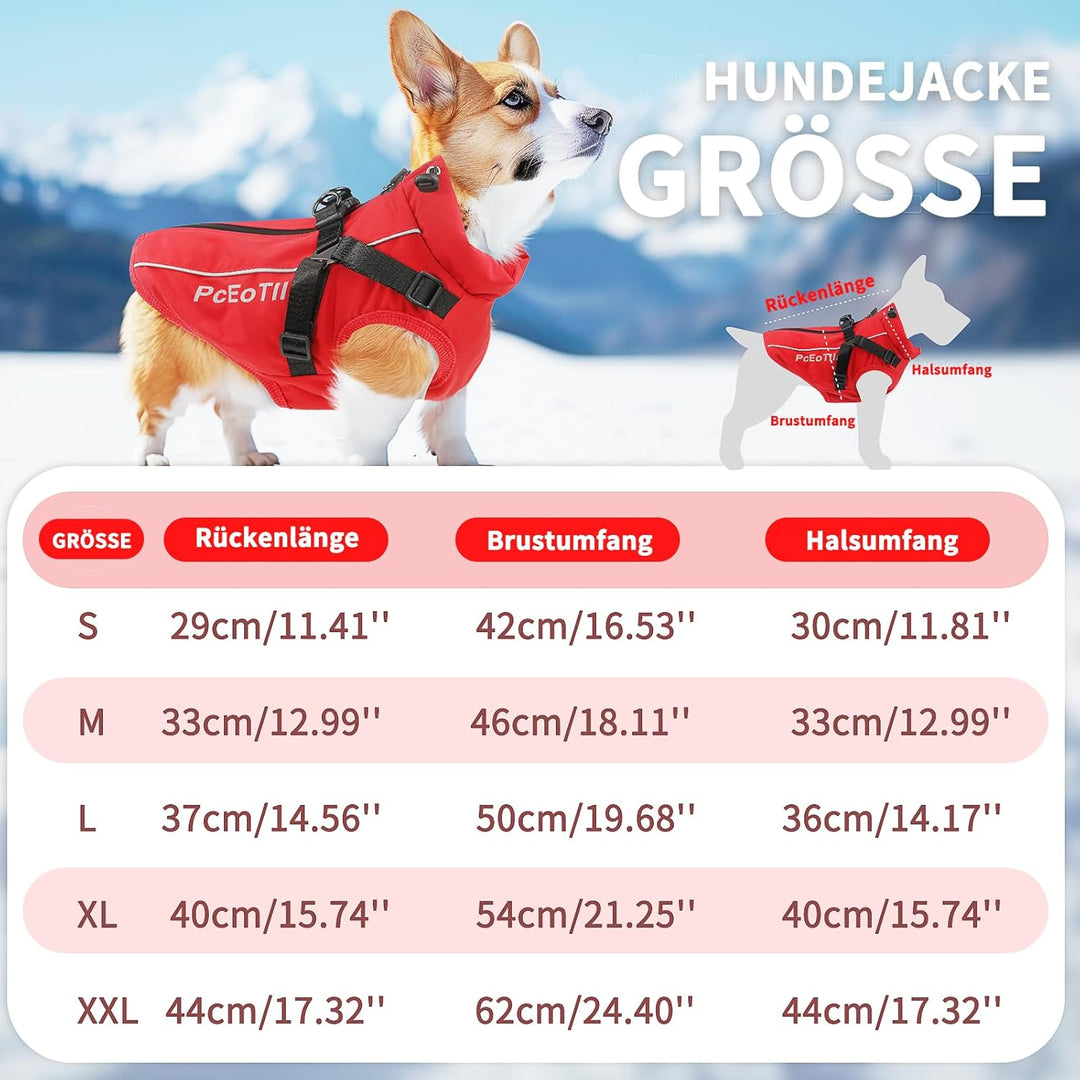 PcEoTllar Wasserdichter Hundemantel für kleine Hunde, warme reflektierende Jacke mit Geschirr für de