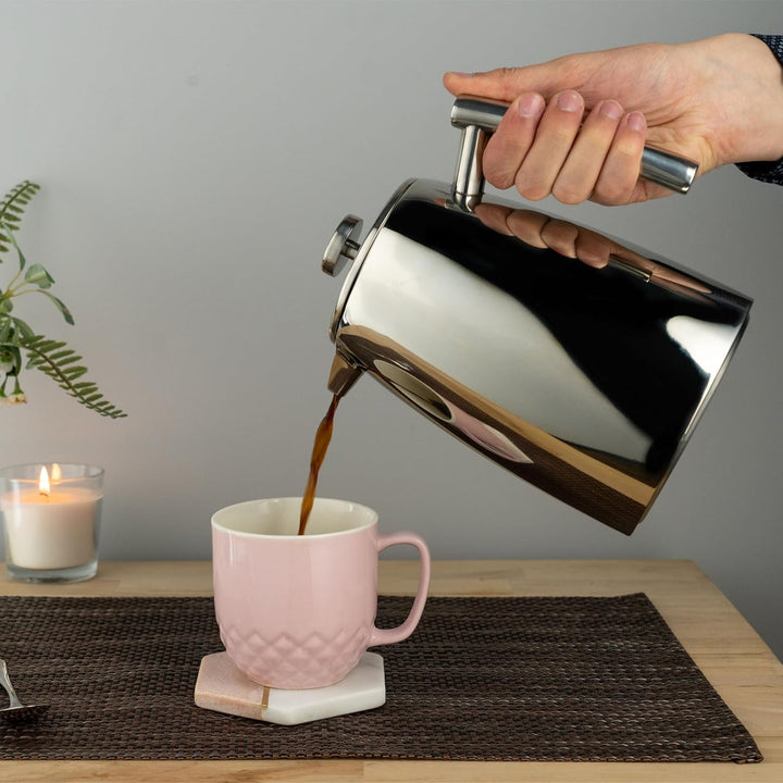 Café Stål Belmont Doppelwandiger Kaffeebereiter aus hochwertigem 18/10 Edelstahl – 3 Mokktassen, 350