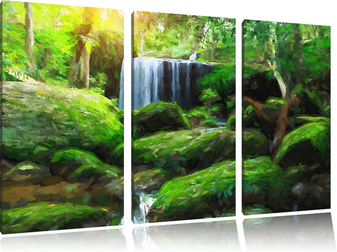Pixxprint Regenwald in Thailand als Leinwandbild/Grösse: 3Teilig / Wandbild/Kunstdruck/fertig bespan