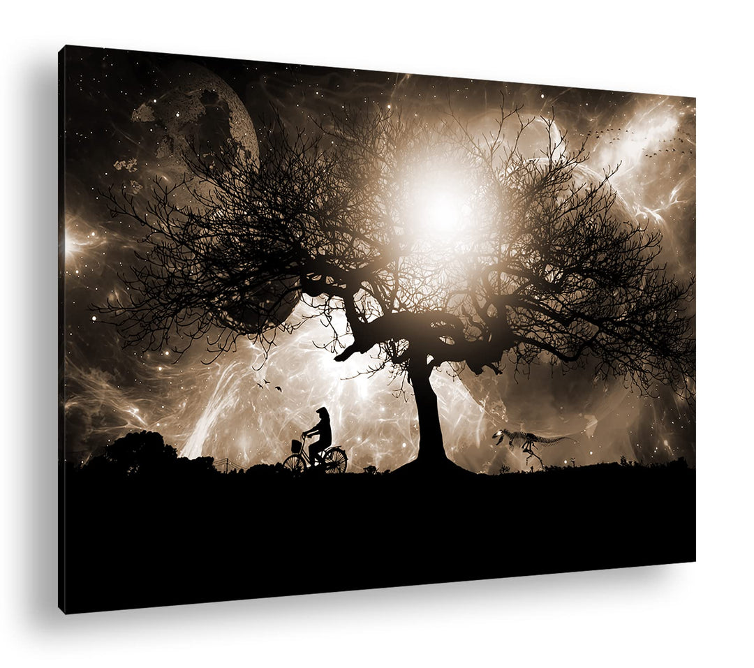 deyoli Fantasie Landschaft einsamer Baum Format: 80x60 Effekt: Sepia als Leinwandbild, Motiv fertig