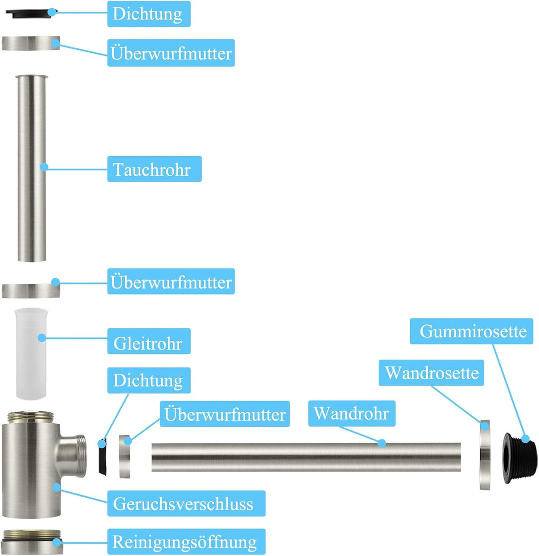 Design Siphon für Waschbecken &amp; Waschtisch, Keymark Messing Syphon Sifon Universal Designsiphon, Bad