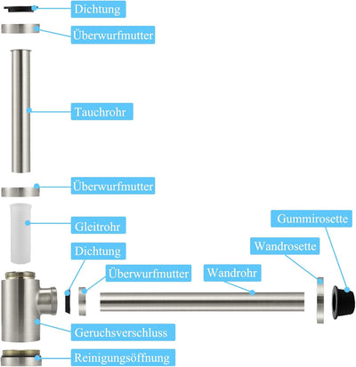 Design Siphon für Waschbecken & Waschtisch, Keymark Messing Syphon Sifon Universal Designsiphon, Bad