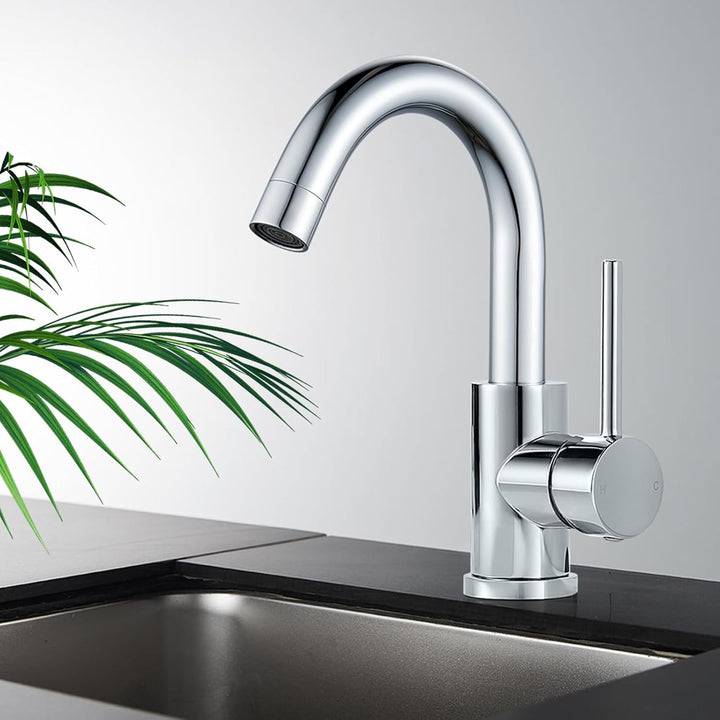 Wasserhahn Bad 360° Drehbar, Edelstahl Waschtischarmatur Armaturen Waschbecken Hoch, Einhebelmischer