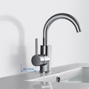 Auralum Wasserhahn Bad 360 grad drehbar, Wasserhahn Bad Hoch Messing chrom, Waschtischarmatur Hoch m