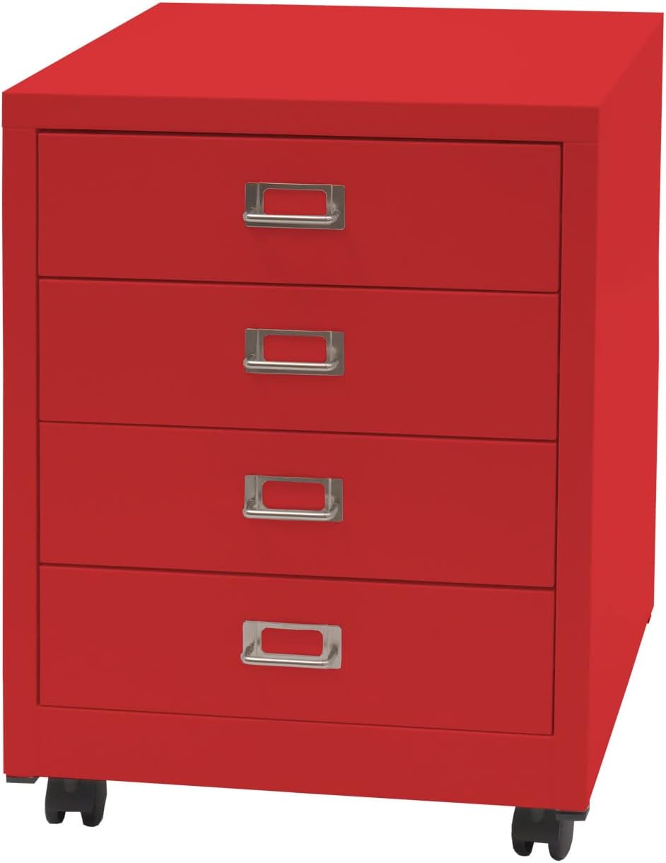 Mendler Rollcontainer HWC-L49, Schubladenschrank Stahlschrank Aktenschrank, Metall 55x40x41cm 4 Schu